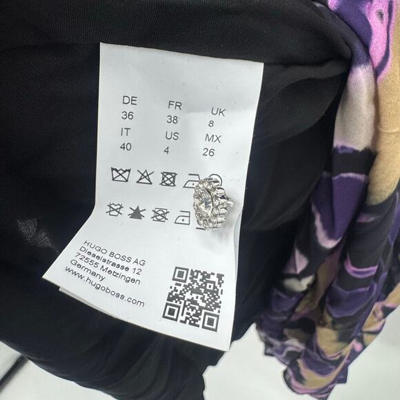 Boss Floral Tied-Waist Demaia Wrap Midi Dress Long Sleeve V Neck Size 4 NWOT - Picture 9 of 12